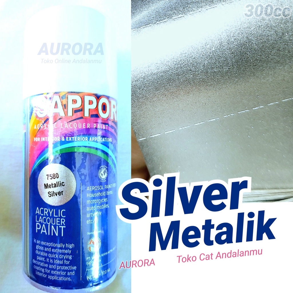 

Cat Silver Metalik Sapporo Metallic Silfer Saporo Cet Pilox Pilok Pylox Spet