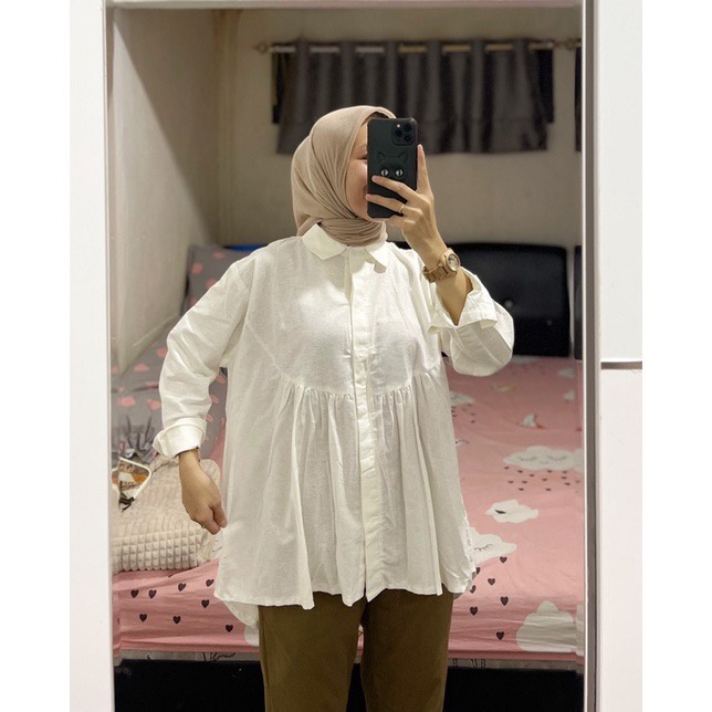 Tq88indonesia Fashion Kemeja Wanita Lengan Panjang / CISS OVERSIZE SHIRT / Kem / Hem Polos / Busana Casual Cewek / Ootd Kekinian