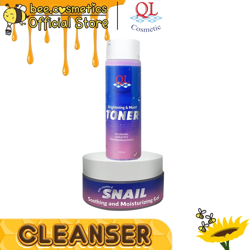 QL SKINCARE SNAIL SERIES ( SOOTHING & MOISTURIZING GEL 20GR / BRIGHTENING & MOIST TONER 100ML )