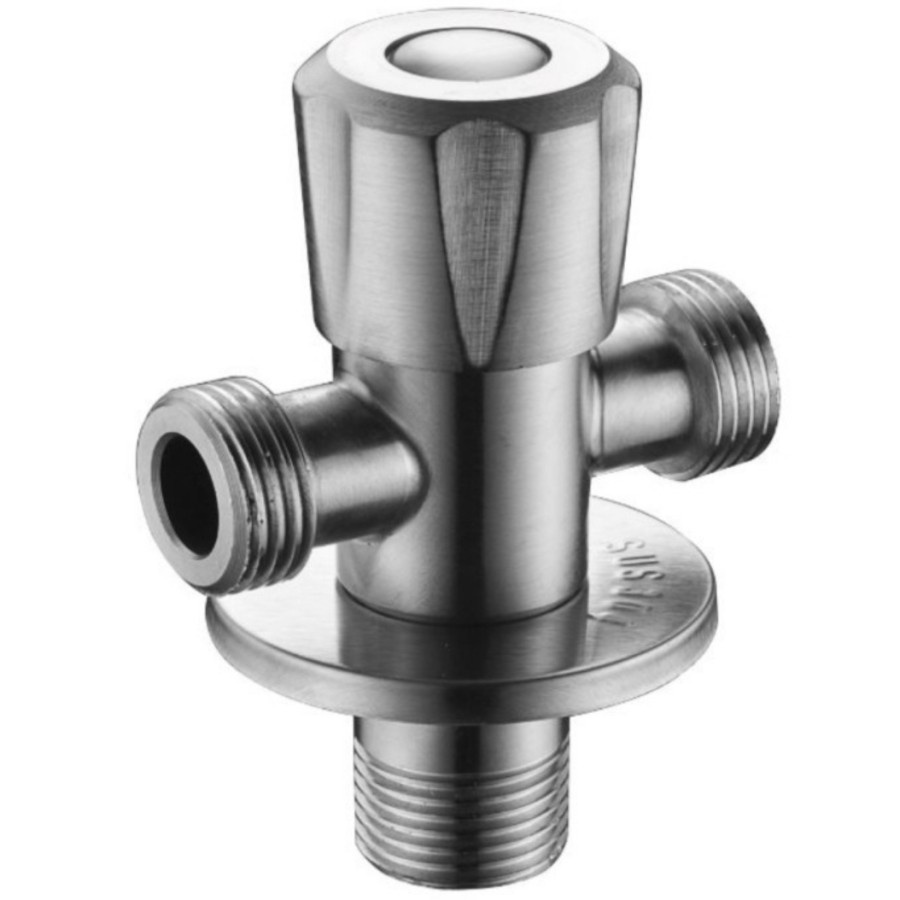 stop kran 1/2 inch stainless sus 304 double / stop keran cabang 2 T SS