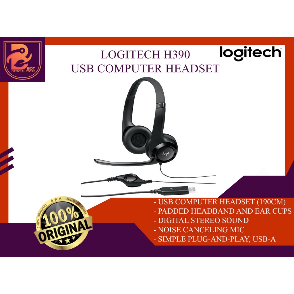 Logitech H390 Headset USB Stereo Over-ear