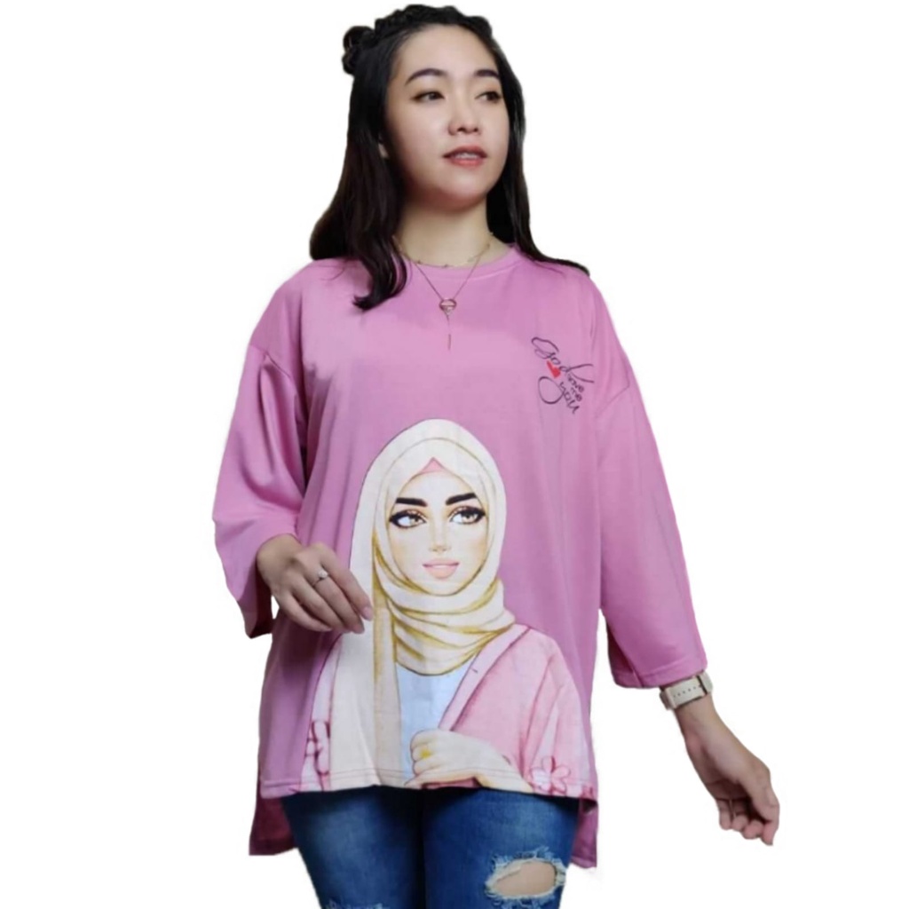 LD 130 ATSAN OVERSIZE MUSLIMAH KAOS WANITA JUMBO VIRAL