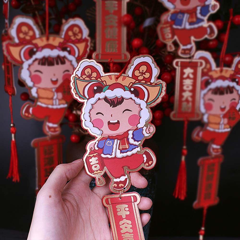 【 ELEGANT 】 Hiasan Imlek Karakter Imlek2023Liontin Rumbai Imlek Perlengkapan Festival Musim Semi Tahun Kelinci Cina