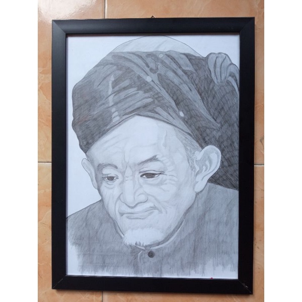 

lukisan|sketsa pensil wajah gambar pemsil hitam putih ukuran 30 x42 cm (A3)