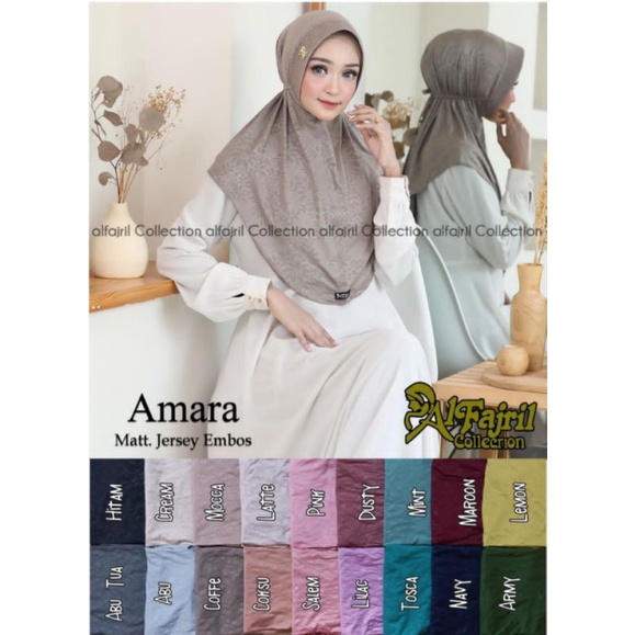 Jilbab Instan Tali Belakang Pet Antem Jersey Embos Corak Ori Al Fajril Collection