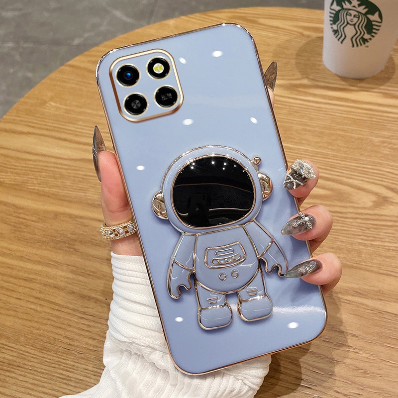 2022 Desain Baru Case Untuk infinix Smart6 HD Case Mewah 3D Stereo Stand Bracket Astronot Electroplating Halus Casing Ponsel Fashion Lucu Soft Case