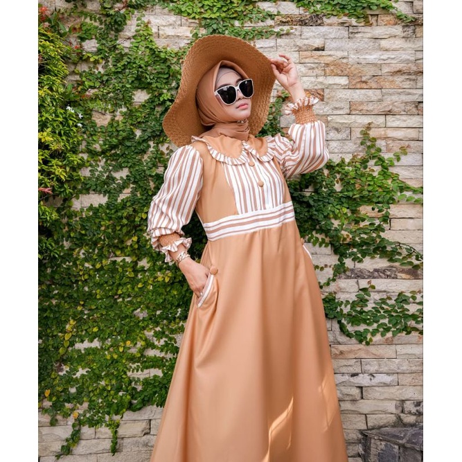 PAKET USAHA 1BALL DRESS MUSLIM SYAR'I ||ALIA DRESS SALUR WANITA MUSLIM