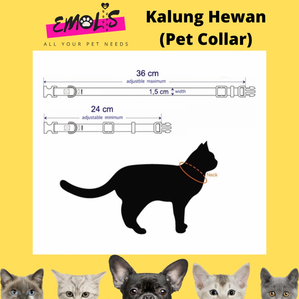 KH04 Kalung Hewan Peliharaan Glow in the dark Polos / Custom Nama  Kucing Anjing Kelinci Hamster Adjustable Dapat disesuaikan PGM
