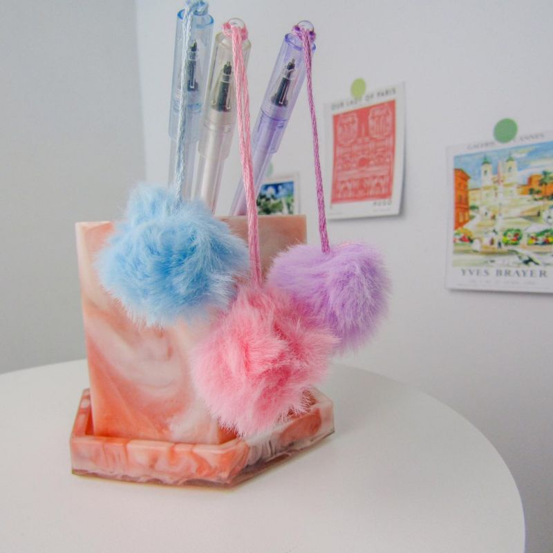 

KIYOWO 1 Pcs pulpen pom pom cute//pulpen gel pom pom lucu