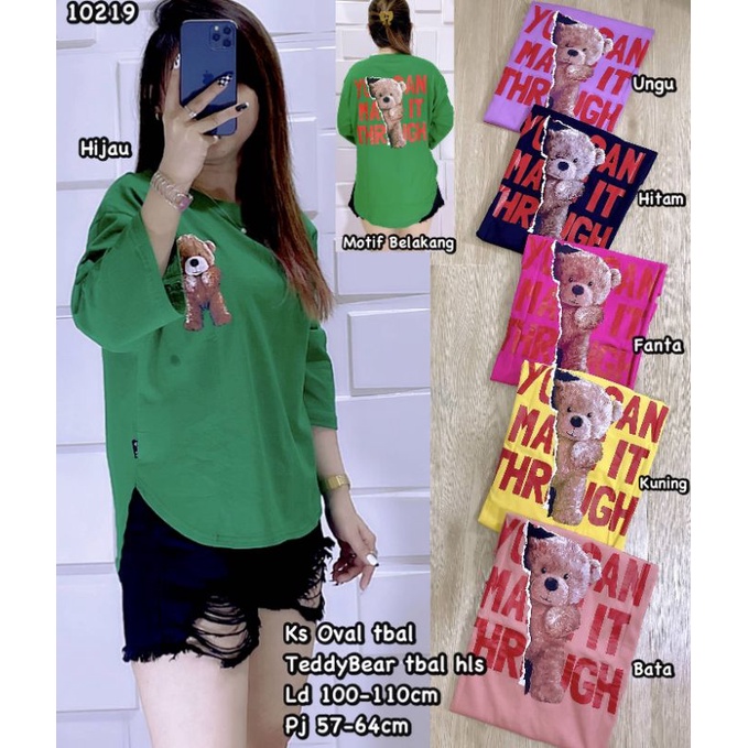 10219 Kaos Belahan Oval TeddyBear hls XL