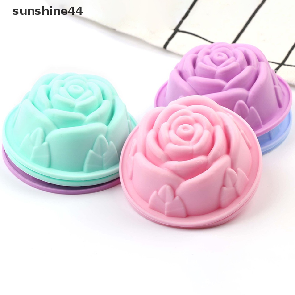 Sunshine 1 / 5PCS Cetakan Cupcake Bentuk Bunga Mawar 3D Bahan Silikon