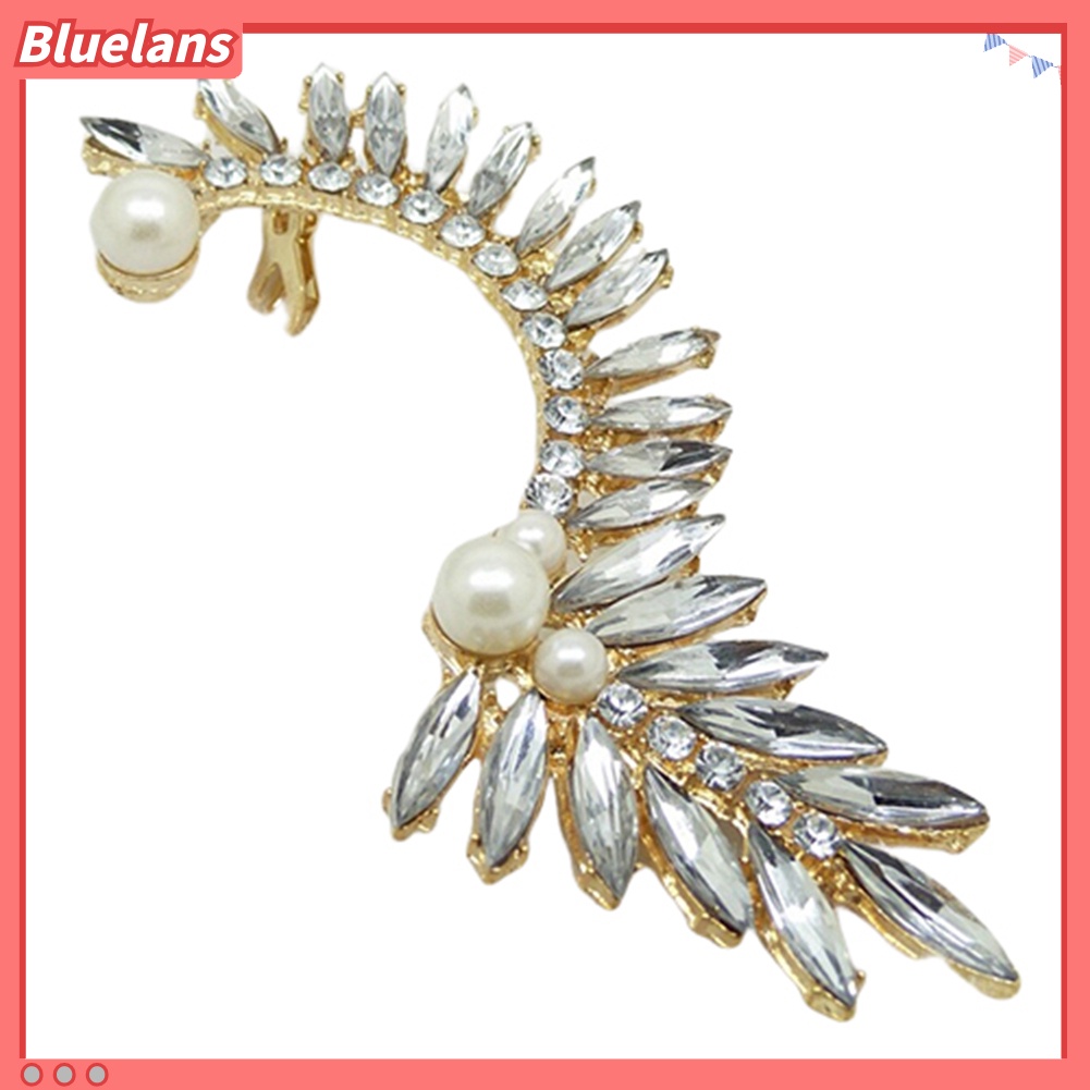 Bluelans Women Fashion Leave Faux Pearl Rhinestone Ear Cuff Earrings Studs Earrings