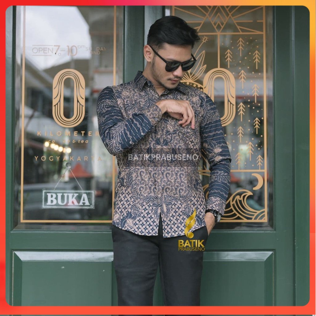 HADIWICAKSONO Kemeja Batik Pria Lengan Panjang Slim Fit Original Ori Prabuseno Full Furing Jumbo Mod
