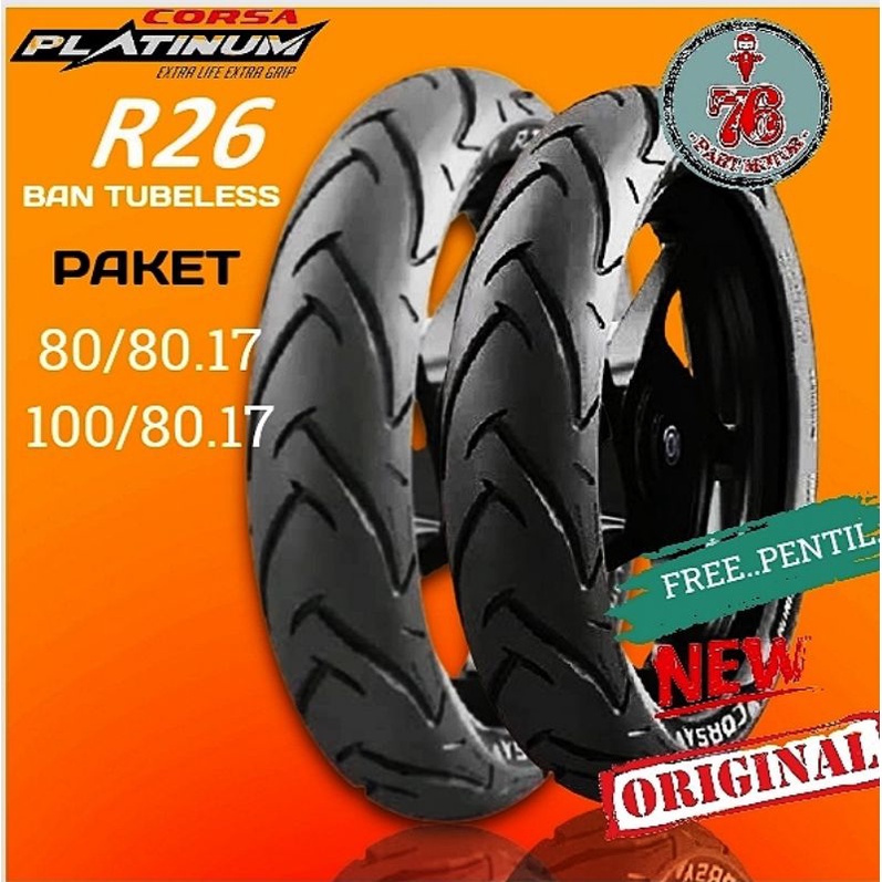 PAKET BAN TUBELESS CORSA PLATINUM R26 FREE PENTIL