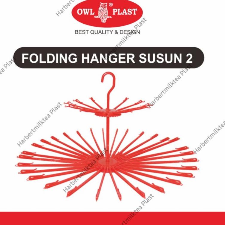 Paling Laku--Folding hanger 30 stik susun 2 Owl plast/gantungan baju bayi plastik/Folding hanger 24 