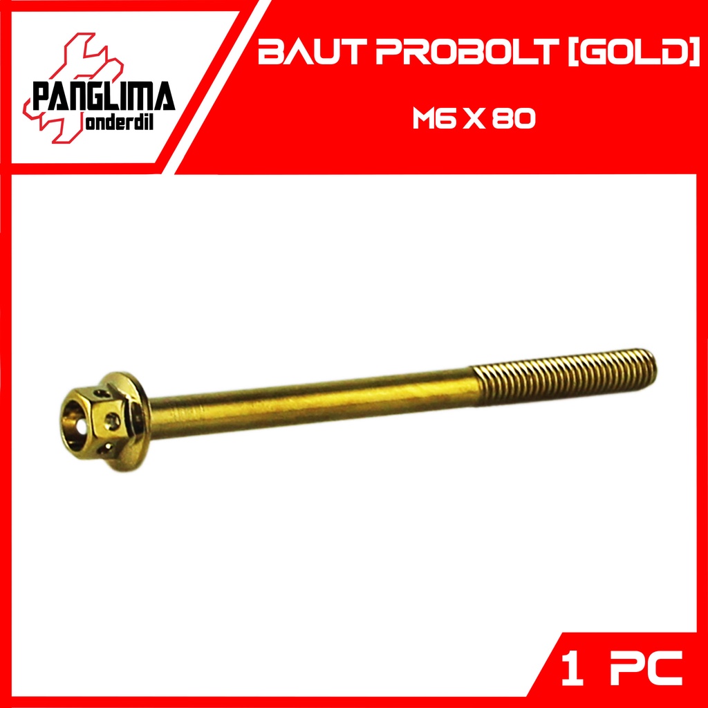 Baut Probolt M6x80-6x80-6 x 80-M6 x 80 Kunci 8 Gold-Emas Baud Pro Bolt