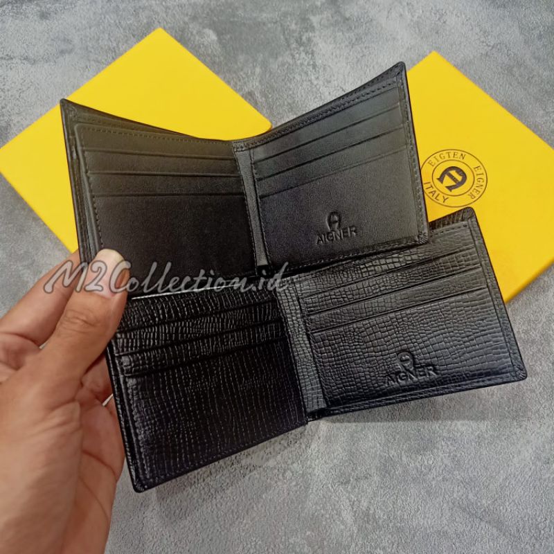 Dompet Aigner Mini Leather Dompet Lipat Pria Kulit Asli Super Premium Quality