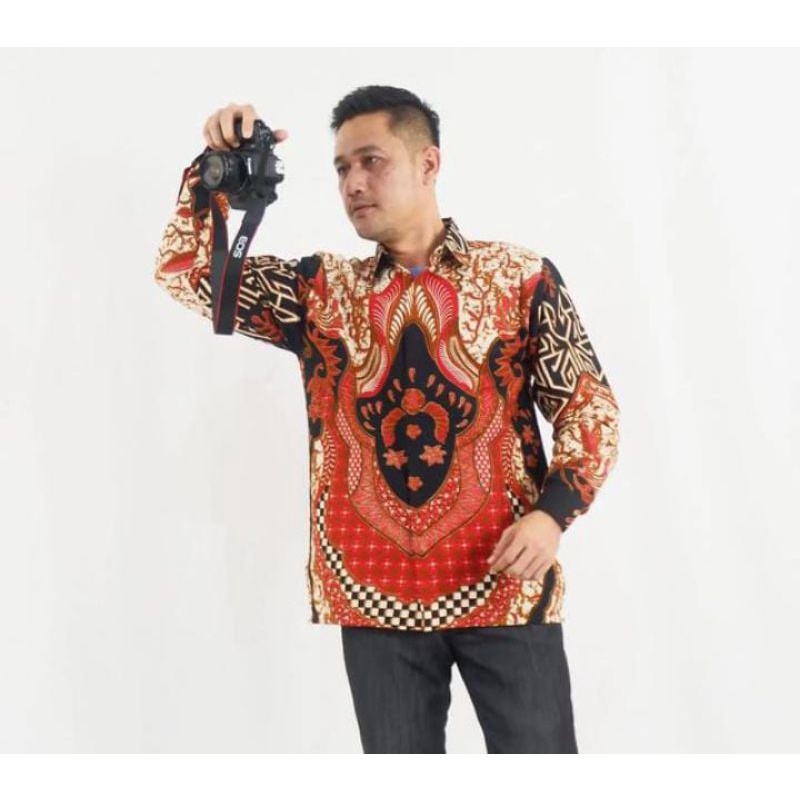 kemeja batik pria lengan panjang motif terbaru dengan lapisan puring