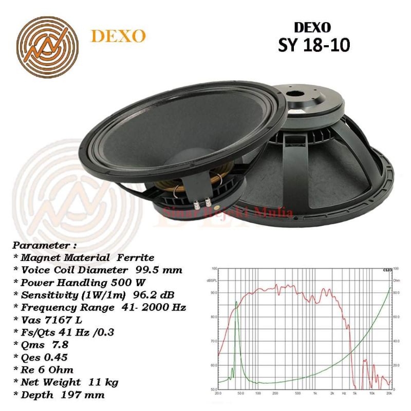 Speaker Komponen 18 Inch Dexo SY 18-10 Coil 4 Inch