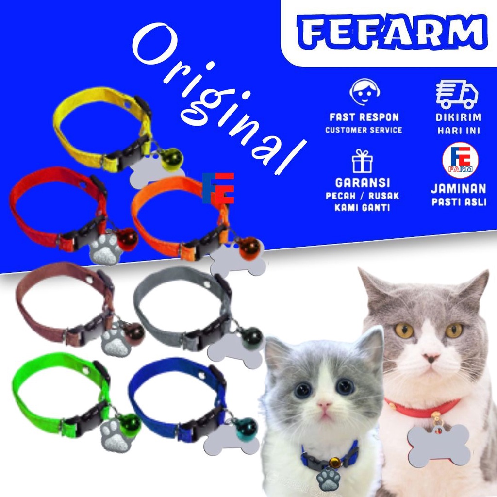 Kalung Kucing Lonceng 14 mm Motif Polos Liontin Tulang Dan Kaki Kalung Kucing Murah Kalung Anjing Aksesoris Kucing FEFARM