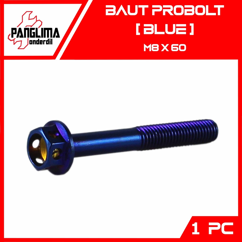 Baut Probolt M8x60-8x60-8 x 60 Drat-Kunci 12 Biru-Blue Baud Pro Bolt