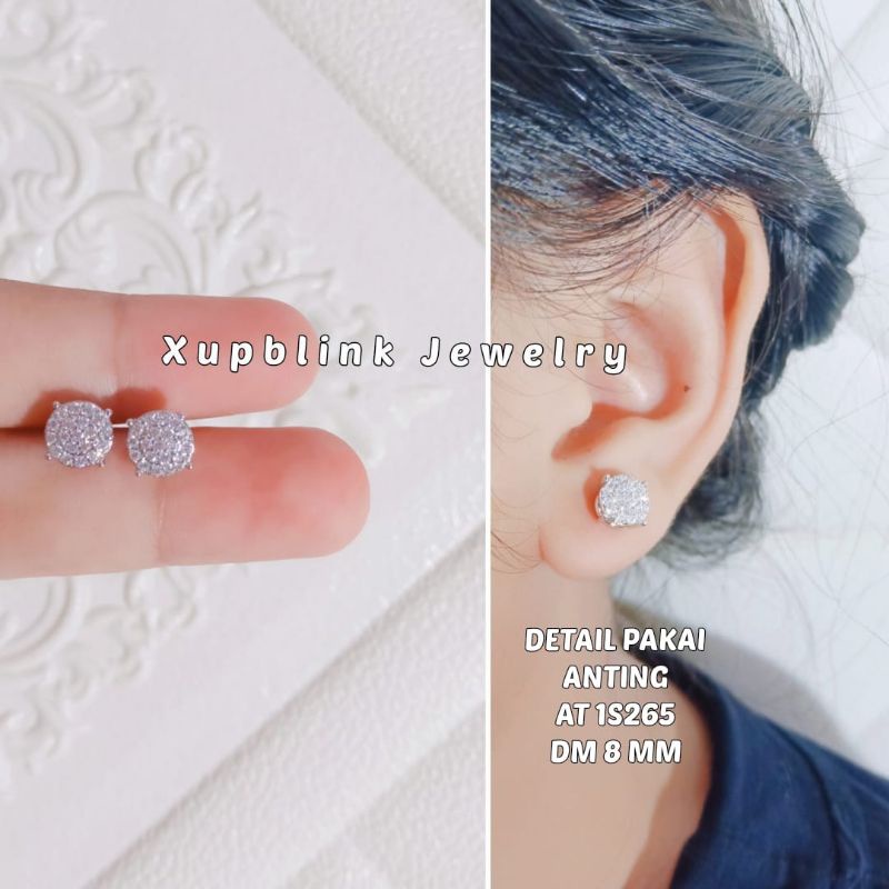 Anting Giwang Titanium Silver Permata  Xupblink Jewelry