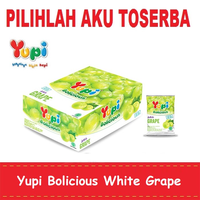 YUPI Bolicious WHITE GRAPE BOX isi 24 PCS - ( HARGA PER BOX )