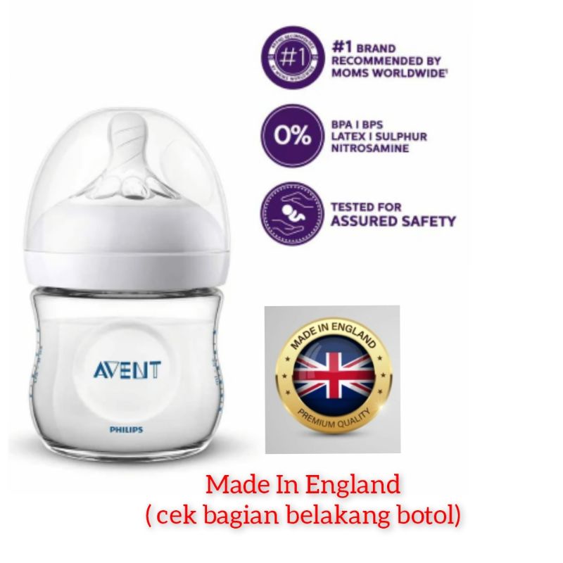 MADE IN ENGLAND - Philips Avent Natural 125ml Botol Susu Philips Avent Natural Newborn Baby Bottle Natural Ulir