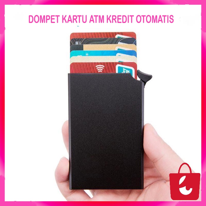 ✅ Bisa COD Dompet Kartu ATM Kartu Kredit Otomatis Card Holder Auto Pop Up Premium RFID Block Aluminium Tarik Otomatis