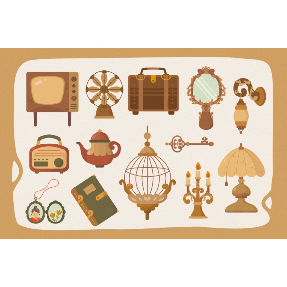 Antique Vintage Home Decor Vector Clipart Pack