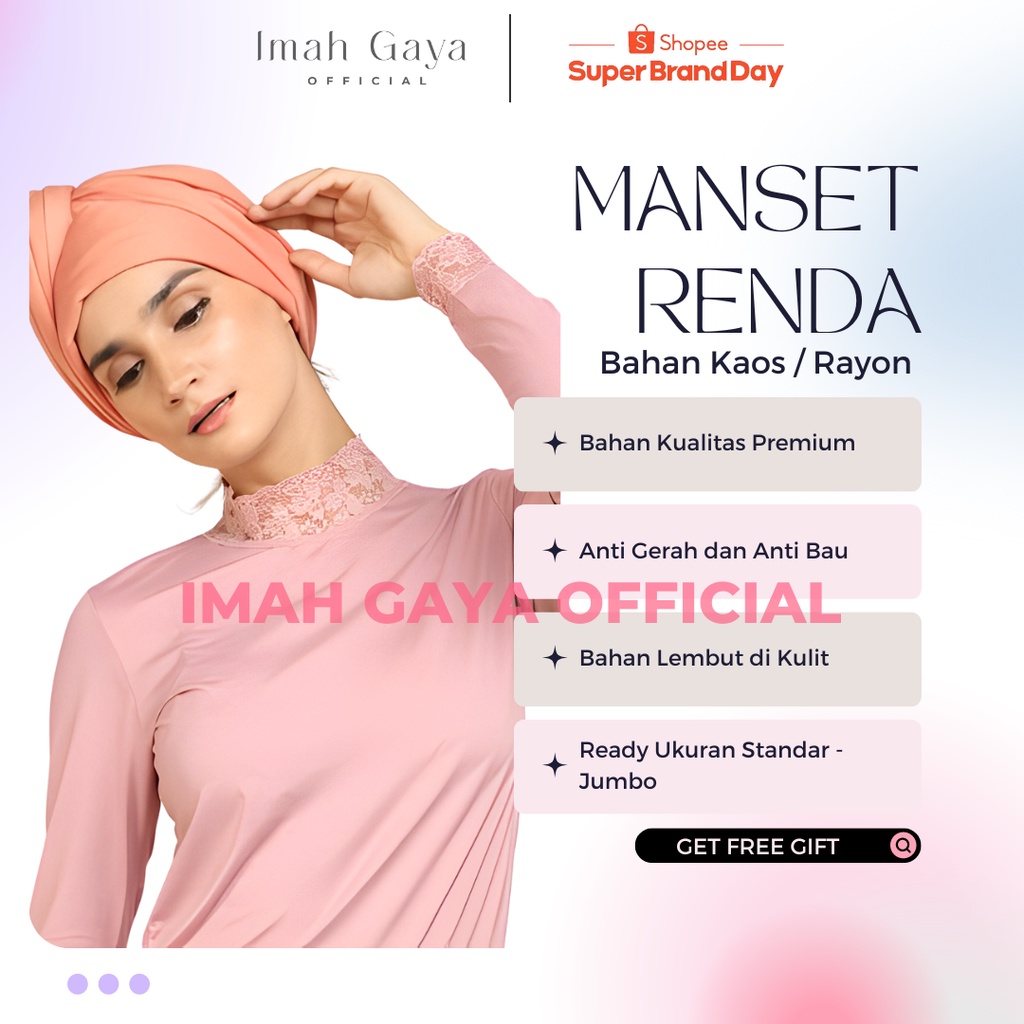 Manset Renda Wanita Dewasa Jumbo Polos Rayon Premium Manset Inner Renda