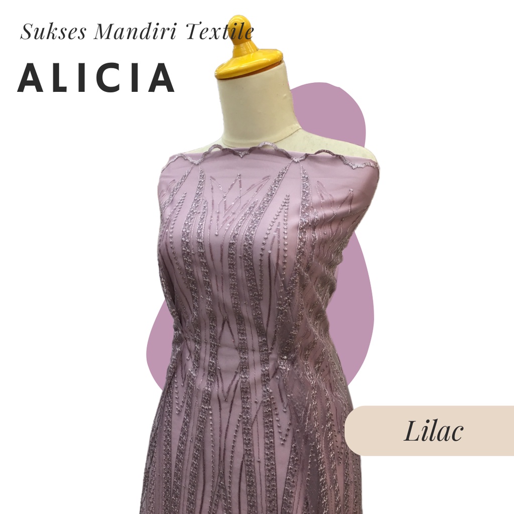 [ALICIA] Brokat Brukat Tile Premium Mewah Warna Lilac Ungu Muda | Harga ½ meter = 50 cm (Bahan Dress