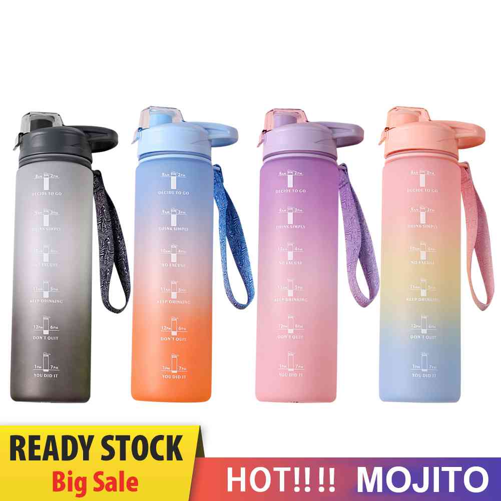 Botol Air Minum 1000ml Portable Dengan Penanda Waktu Untuk Olahraga / Fitness / Outdoor