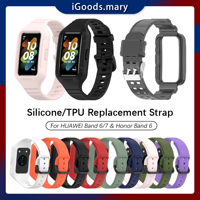 Huawei Band 6 7 Silicone/TPU Strap Honor Band 6 Soft 2 in 1 Integrated Wristband