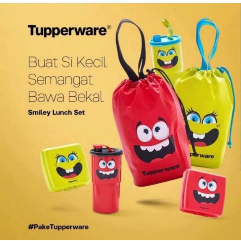 Tupperware smiley red lunch set