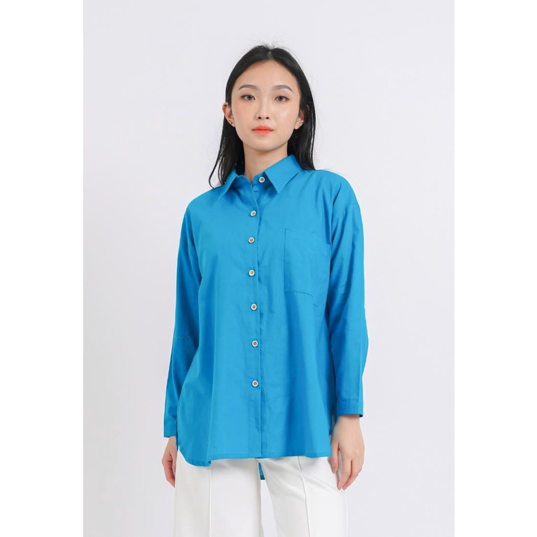 Jual Mille Fleur Kemeja Oversized Wanita Lengan Panjang Rui Tosca Blue Shopee Indonesia 8560