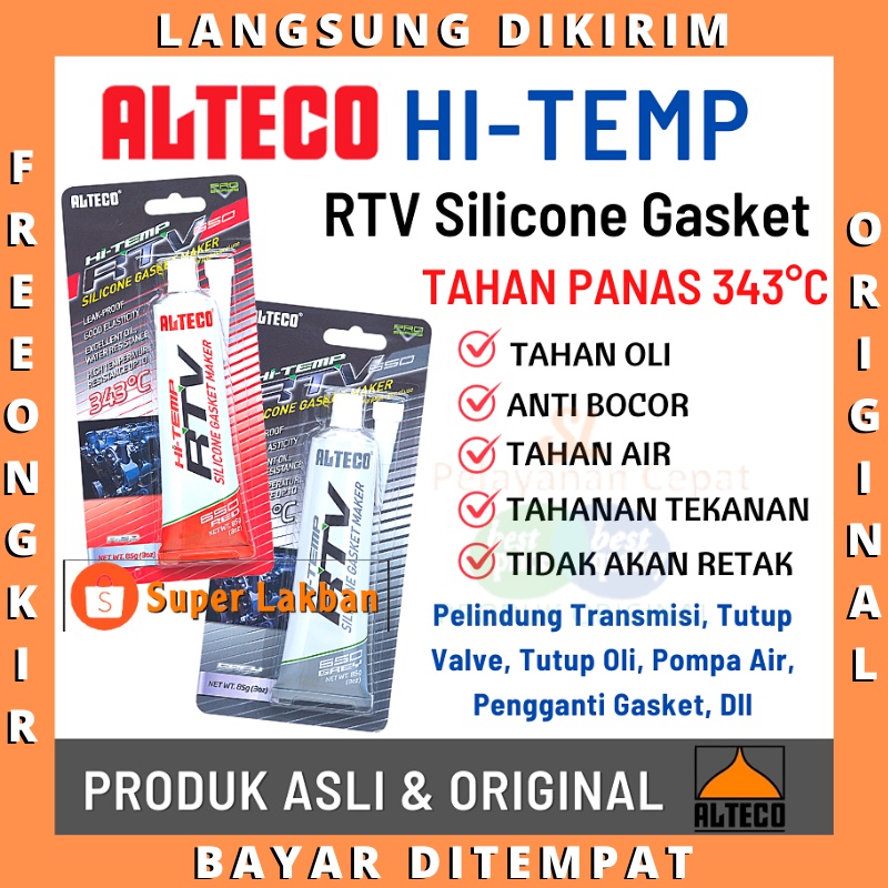 Lem Gasket Tahan Panas 343C Alteco RTV Silicone Hi Temp Lem Packing Mesin Radiator