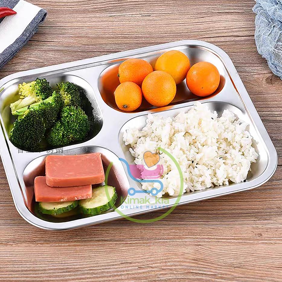 Harga lebay--[PROMO] PIRING MAKAN 4 SEKAT PIRING MAKAN 5 SEKAT & PIRING MAKAN 3 SEKAT 100% STAINLESS