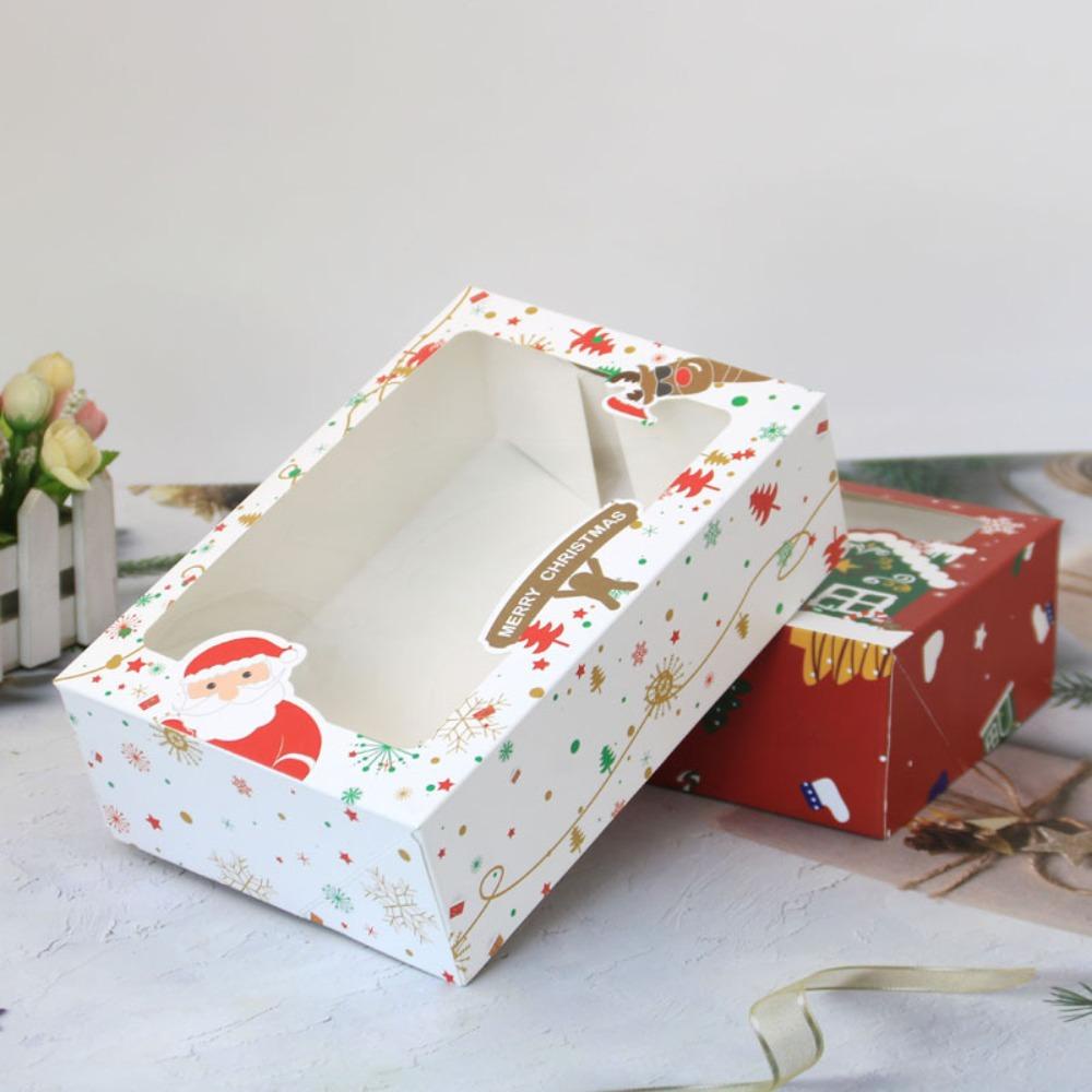 Solighter4 /8 /12PCS Kotak Hadiah Natal Aksesoris Rumah Jendela PVC Merry Christmas Candy Box