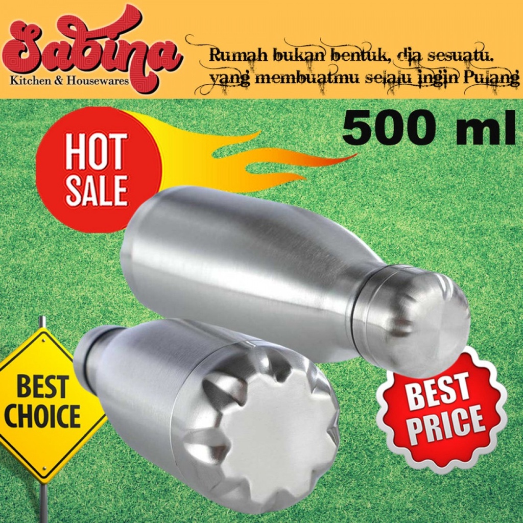 Botol Minum Thermos Swell Stainless Steel Simple Design Silver 500ml