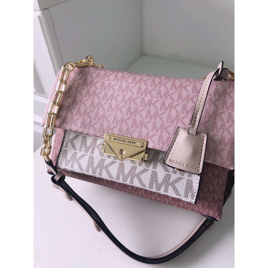 （Shopee live）KM012-4 Michael Kors 012 m-k new cece series medium old flower patchwork leather commuter OL style shoulder bag messenger bag