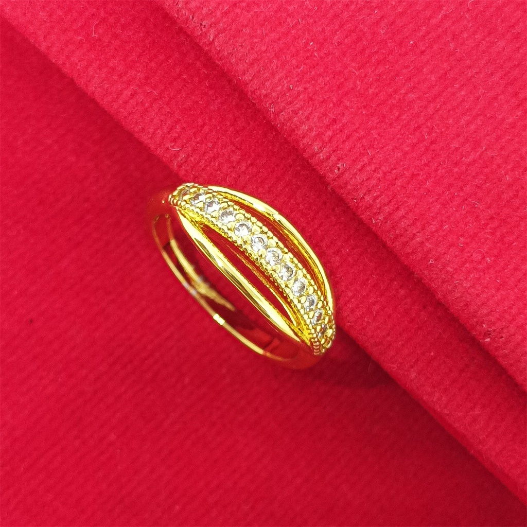 Cincin Titanium Tahan Pudar yang Dicuci Fashion Wanita Cincin Terbuka Berlian Berlapis Emas 24k Gold Elegant Fashion Mewah Xuping Pasangan Bestie Pernikahan