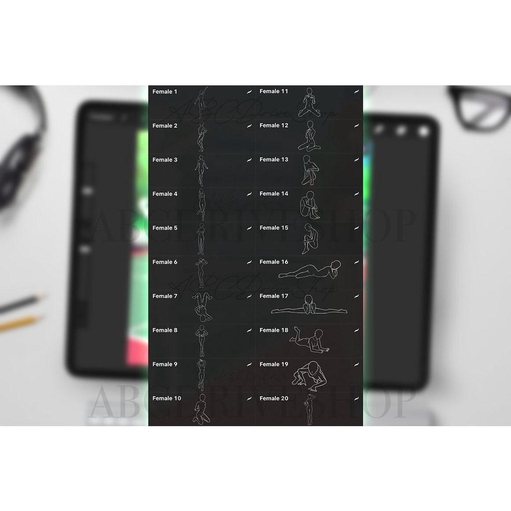 Procreate Brush - 40 Male &amp; Female Body Poses for Procreate