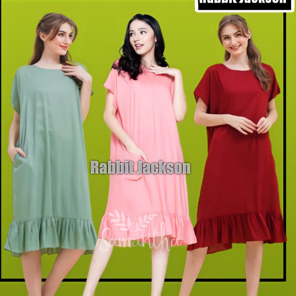 {POS.18Oc22ᴸ} BAJU DRESS DASTER BAWAH RUFFLE RUFLE REMPEL TIDUR WANITA BUSUI RUMAHAN RESLETING DEPAN