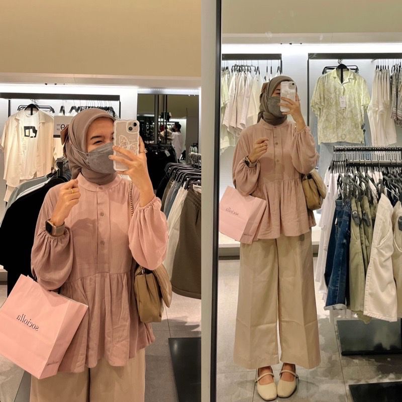 (MGA) BLOUSE JUANA OVERSIZE KEMEJA CRINCLE AIRFLOW ATASAN WANITA