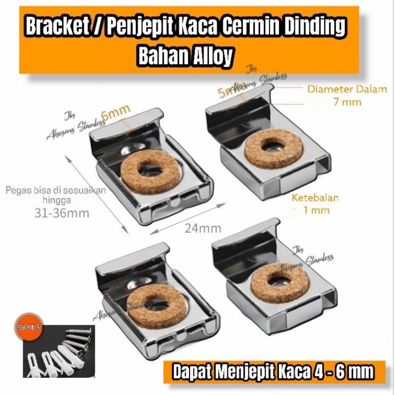 BRACKET/PENJEPIT KACA CERMIN DINDING/PLAT JEPIT KACA CERMIN WESTAFEL