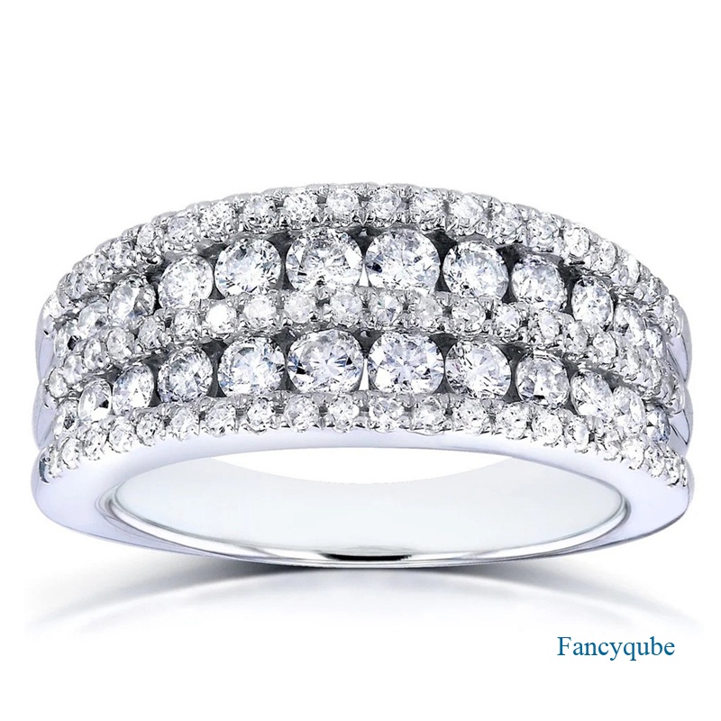 Fancyqube Cincin Berlian Zircon Bentuk Lingkaran Penuh Gaya Eropa Dan Amerika Untuk Pertunangan