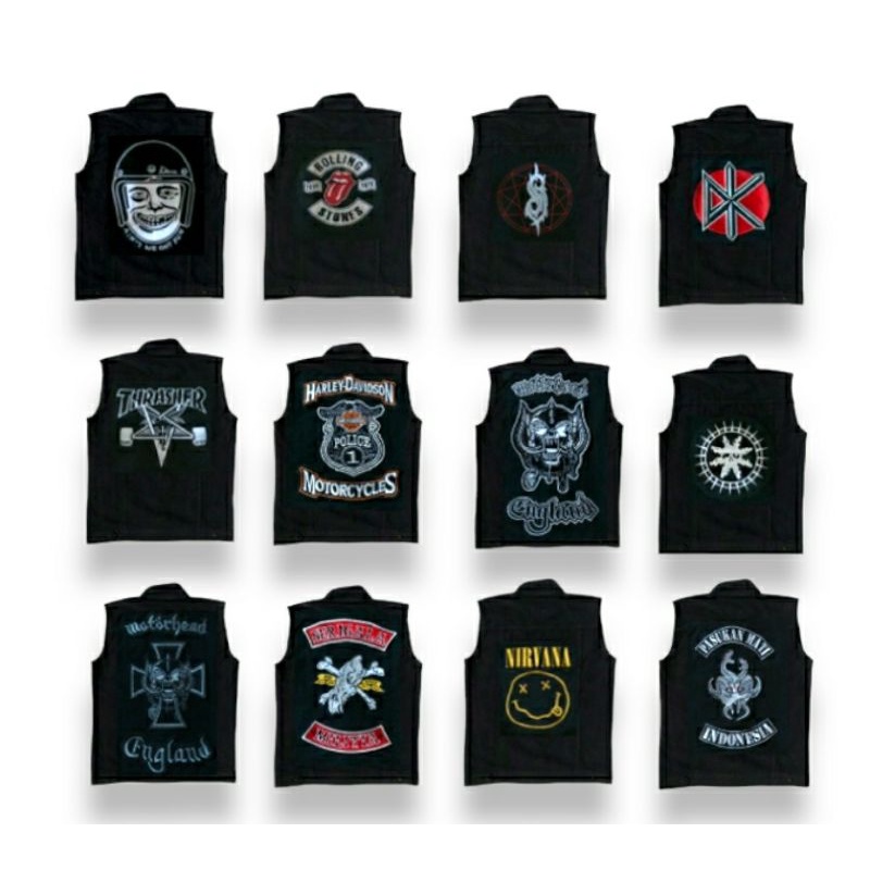 vest denim seringai serigala militia motorhead bmth burgerkill rompi jeans + back patch (sudah terpa
