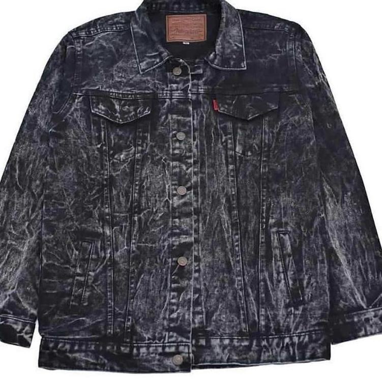 Terbaru Jaket Levis Snow Black Pria Wanita Jumbo Oversize Big Size Jaket Jeans Jumbo Premium XL-XXXX