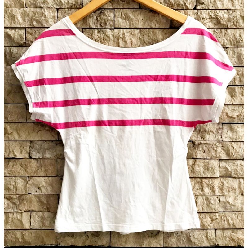 PRELOVED MANGO STRIPES TSHIRT SABRINA WOMAN ORIGINAL - MNG ATASAN BLOUSE KAOS WANITA ORI